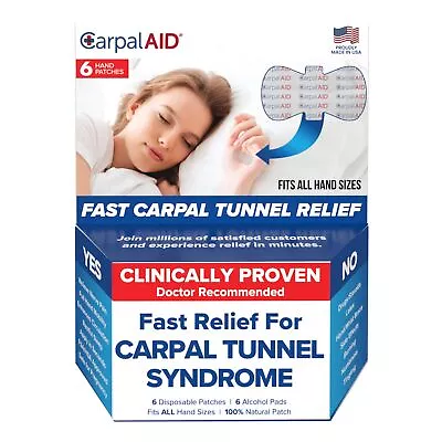 CarpalAid Carpal Tunnel Adhesive Hand Patch Wrist Pain Relief One Size 6 Pack • $12.99