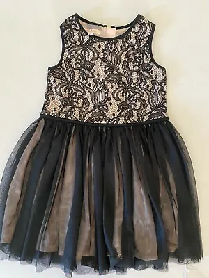 Pippa & Julie Overly Mesh Black Lace Pleated Tulle Dress Tween Size 10 • $10