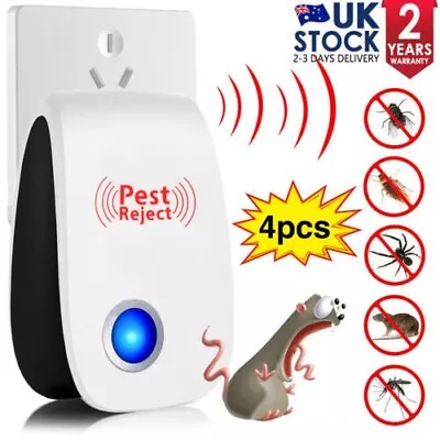 4X Electric Ultrasonic Pest Repeller UK Plug Anti Insect Bug Rat Spider Mosquito • £7.98