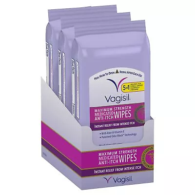 Vagisil Wipes Anti-Itch Medicated Feminine Vaginal Wipes Maximum Strength Ins... • $27.84