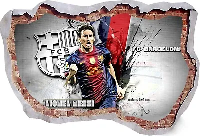 £10.99 • Buy Messi Barcelona FC Football Club Player 3D Smashed Wall Decal View Mural Art 558