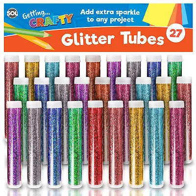 27 Glitter Tubes Assorted Colours Shaker Sparkle Pots Art Craft Kids Card Making • £4.99