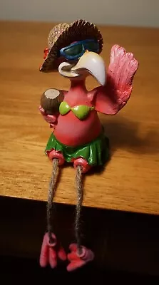 $12.95 • Buy FLAMINGO Figurine Luau Grass Hula Skirt Coconut Tropical Drink Tiki Bar Decor