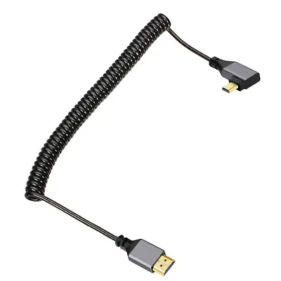 Cablecc HDMI 2.0 Male To HDMI Male 4K 60hz Stretch Coiled Cable Angled 90 Degree • $9.16