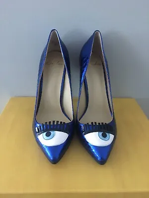 Kandee Eye Spy Ladies Blue Metallic Shoes Size 39 BNIB • £140