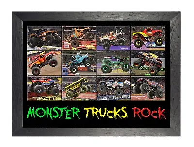 Monster Trucks 12up Rock Pickup Large Tires Multiple Photo Poster Print • $32.25