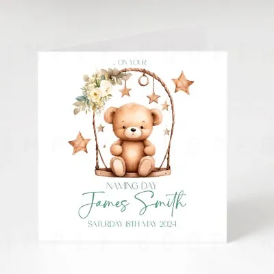 Cute Teddybear Naming Day Card • £3.50