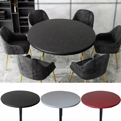 Round Elastic Waterproof Table Cover Cloth Fitted Tablecloth Oil Proof Protector • £8.30