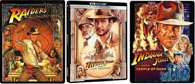 $179.95 • Buy Indiana Jones And The Raiders Of The Lost Ark + Temple Of Doom + Last Crusade 4k