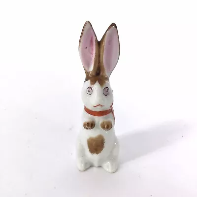 Vintage Bunny Rabbit Red Bow Mini Frozen Doll Porcelain Figurine Japan 3 5/8” • $29.99