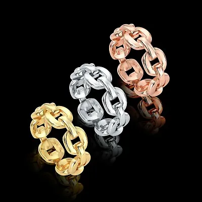 Flat Cable Chain Link Ring Gold Plated  Unisex Women Men Fashion Jewelry • $10.99