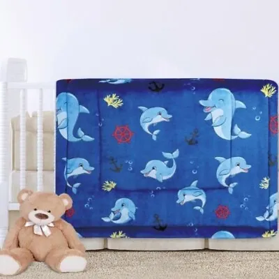Dolphins Blue Color Baby  Boys Blanket With Sherpa Softy And Warm • $44.99