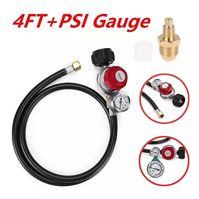 BBQ 4FT 0-30PSI Adjustable High Pressure Propane Regulator With Hose+PSI Gauge • $24