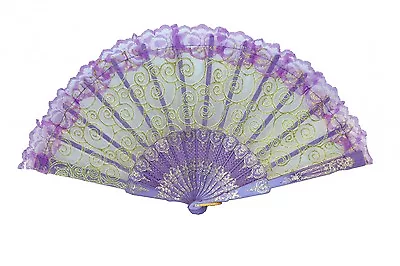 Colorful Slab Lace Folding Fan With Auspicious Symbol • $7.63