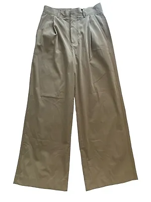 Massimo Dutti Khaki High Rise Wide Leg Womens Dress Pants Sz 4 NWT 29x30.5 • $31.99