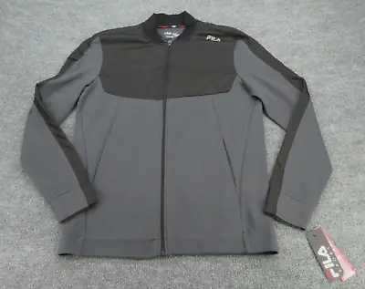 FILA Jacket Mens Medium Gray Black Sport Full Zip Long Sleeve Adult M NEW W Tags • $13.19