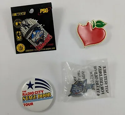 Lot Of 4 I Love New York City Pins Radio City Apple Yankees Presidents Cup  • $4