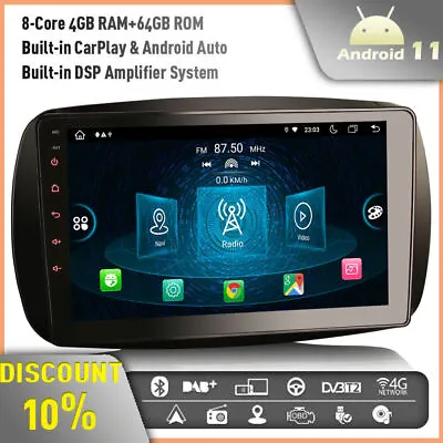 8-Core Android 11 Car Stereo GPS SatNav 64GB For Mercedes-Benz SMART CarPlay DAB • £216.04