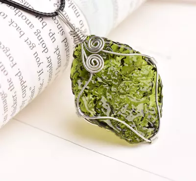 Genuine Moldavite Necklace 100 % Natural Sterling Silver • $27.99