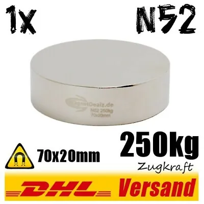 £60.95 • Buy Neodymium Power Magnet 70x20mm 250kg Tensile Force N52 Strong Permanent Magnet Disc