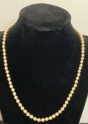 Beautiful Vintage 9K 375 Yellow Gold Mikimoto 3.5mm-4mm Pearl Necklace Orig. Box • $499.99