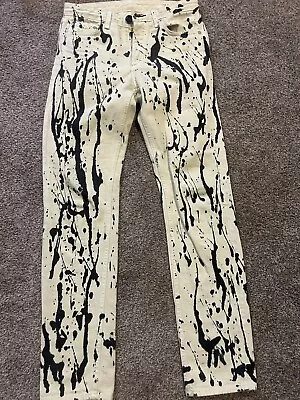 Rag & Bone Acid Mum Animal Gable Jeans Denim Paint Splatter Dye Spotted 24 10388 • £12.65