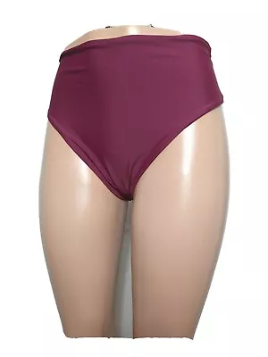 ZAFUL Women NEW Size Medium (6) HI Waisted  BIKINI Bottom Solid Pull On(#N4 • $11.99