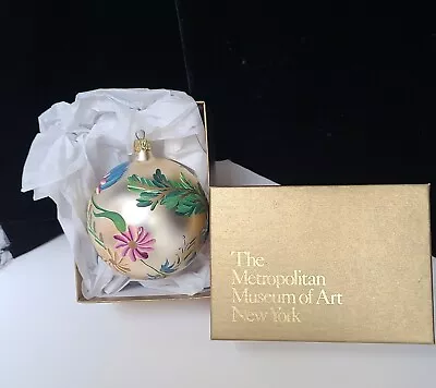 MMA Metropolitan Museum Of Art FLORAL ORNAMENT Christmas Glass Ball Flowers VGC • $40