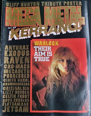 Mega Metal KERRANG! #4 Warlock/Anthrax/Cliff Burton/Exodus/Megadeth/Raven • £7.49