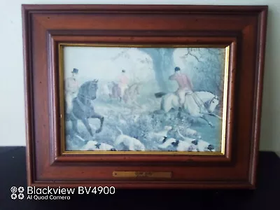 Vintage Hunting Pictures H Alken Coloured Prints Burr Walnut Veneer Frames Set 4 • £80