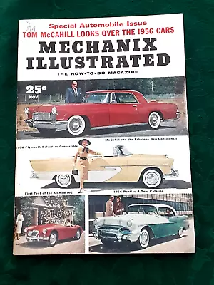 November 1955 MECHANIX ILLUSTRATED How-To-Do Mag. PLYMOUTH BELVEDERE CONVERTIBLE • $15