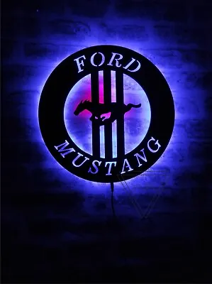 Ford Mustang Logo Led Sign Garage Wall Decor Man Cave Ford Lighted Wall Decor • $150