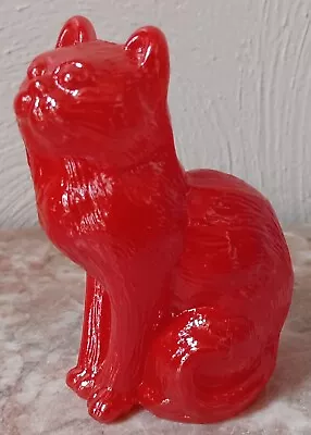 Solid Glass Sitting Kitty Cat Kitten Airbrushed Red - Mosser USA • $36.99