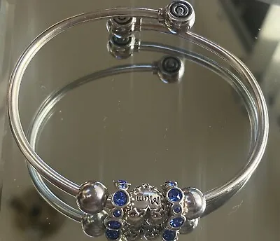 Genuine Sterling Silver Chamilia Bangle With Mum Heart Charms 7cm Wide  • £64.99