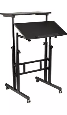 Hadulcet Mobile Standing Computer Desk Adjustable Black • $85