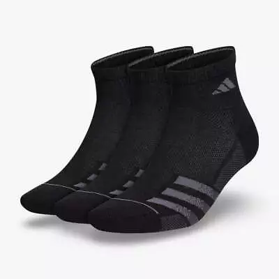 (Men's) Adidas Superlite Stripe III Quarter Socks Black / Night Grey (3 Pack) • $14.82