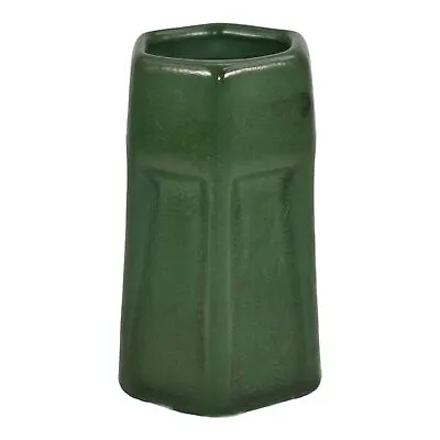 Weller Matte Green 1910s Vintage Arts And Crafts Pottery Ceramic Buttressed Vase • $275