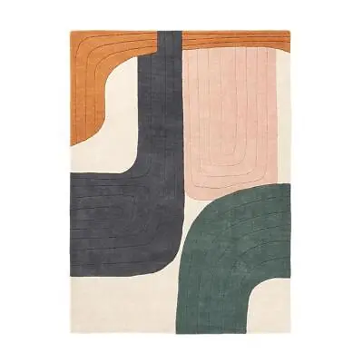 La Redoute Milano Multicoloured Wool Rug 160x230 Modern Abstract Mat Soft Carpet • £215.99