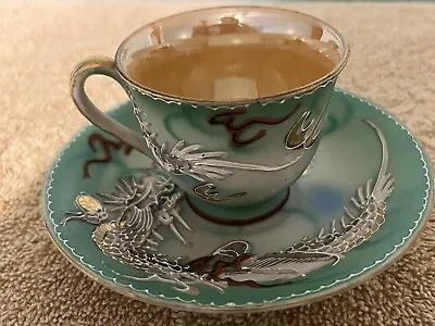 Vintage Japanese Tea Cup/Saucer Moriage Dragon Hand Painted Occupied Japan • $19.99