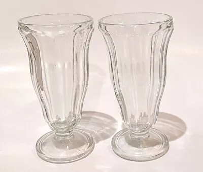 2 Anchor Hocking Ice Cream Sundae Footed Glasses Milk Shake 1.5-C 7 T Vintage • $22.99