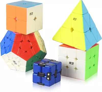 5 Pack Speed Cube Set Cube Bundle 2X2 3X3 Pyramid Megaminx Mirror Magic Cube • $27.99