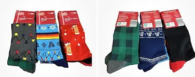 6 Pairs - Merry Moments Aldi Gear Mens Holiday Crew Socks SIZE 6-12 - NEW • $16.99
