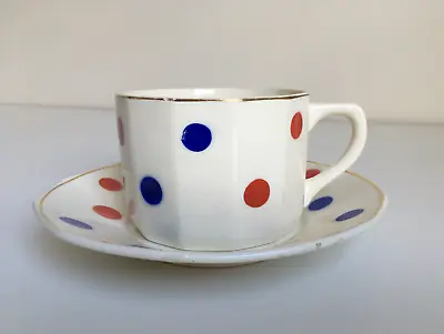 £28 • Buy Vintage French Badonvillier Coffee Cup And Saucer Polka Dot