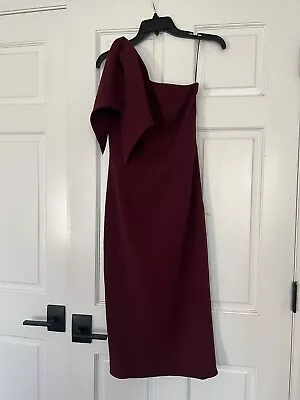 Dress The Population Dark Magenta Tiffany One-Shoulder Midi Dress Small $148 • $53.99