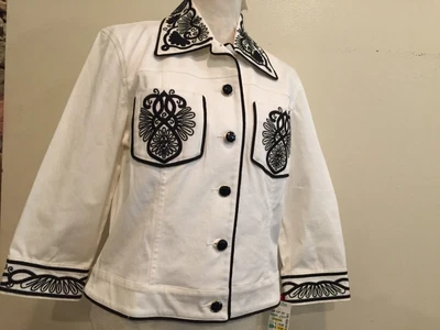 $37.95 • Buy V Cristina Jacket, Medium, White/black Embroiderery, Western, LS Tag $74.99  NWT