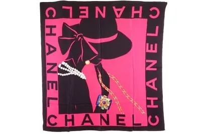 CHANEL Rare 85cm Large Scarf 100% Silk Mademoiselle Gripore Pearl Pink 7352k • $300