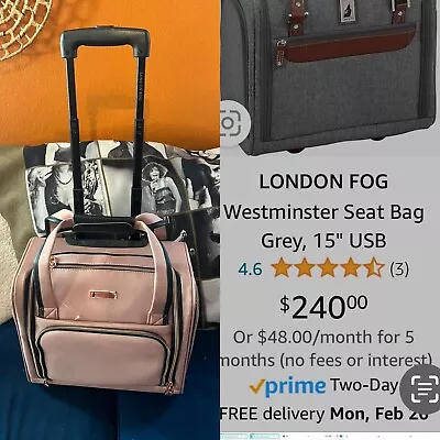 🔥 Nwot New London Fog Rolling Carry On Travel Luggage Suitcase Rose R: $250 • $85