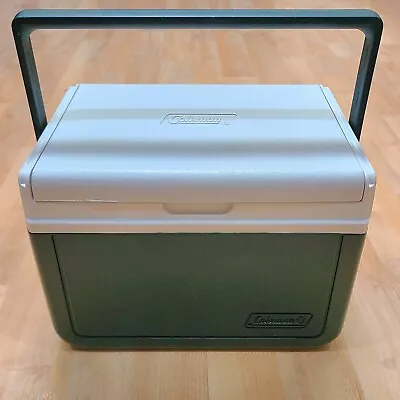 Coleman Lunch Box Cooler Green White 6 Flip Lid Model 5205 Mini Six Pack #5205 • $14.99