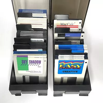 90s Mac 3.5 Floppy Discs Huge Lot In Cases GAMES + UTILITIES Paint Fonts Harpoon • $99.95