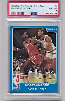 1983 Star  All-Star Game  #7 Moses Malone (HOF) - PSA: 6 EX-MT • $39.99